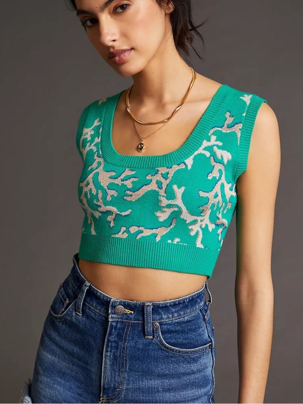 Maeve by Anthropologie Denise Sweater Crop Top Coastal Resort Vacation Petite S